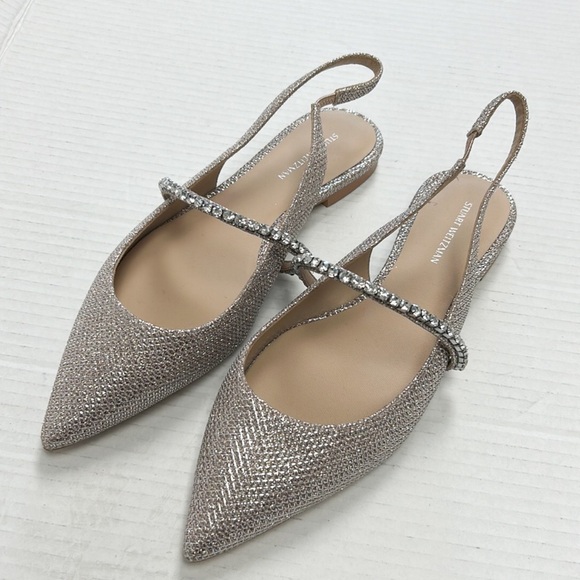 STUART WEITZMAN Crystalline Embossed Slingback Flats - Picture 1 of 6
